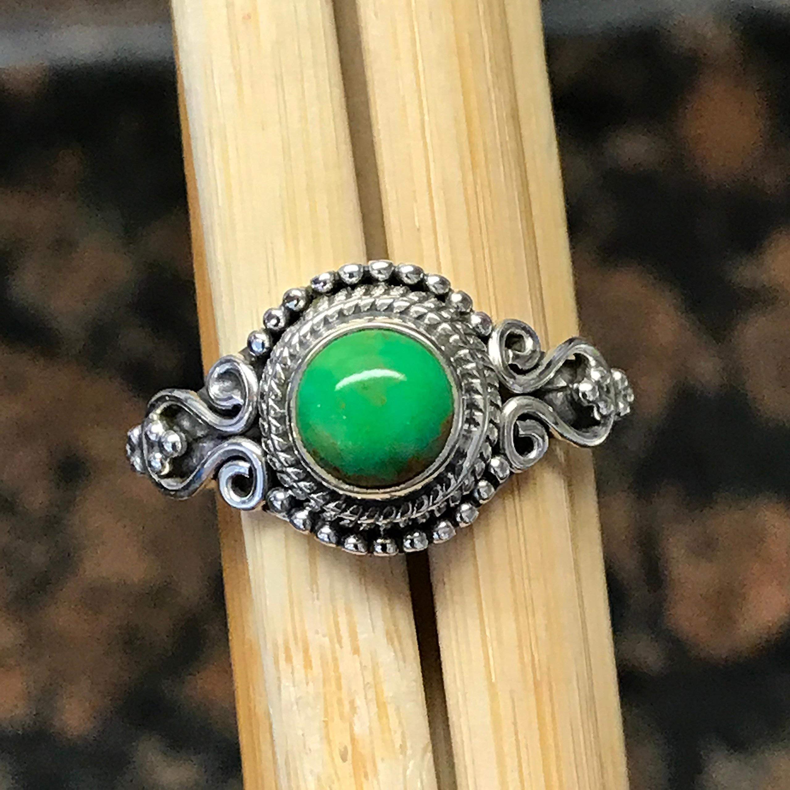 Natural Green Mohave Turquoise 925 Solid Sterling Silver Engagement Ring Size 7, 9 - Natural Rocks by Kala