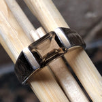 Natural 2ct Smoky Topaz 925 Solid Sterling Silver Men's Ring Size 7, 8, 9, 10, 11, 12 - Natural Rocks by Kala