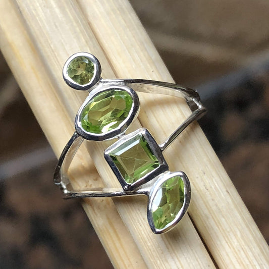 Genuine 2ct Green Peridot 925 Solid Sterling Silver Stackable Ring Size 6, 7, 8, 9 - Natural Rocks by Kala