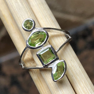 Genuine 2ct Green Peridot 925 Solid Sterling Silver Stackable Ring Size 6, 7, 8, 9 - Natural Rocks by Kala
