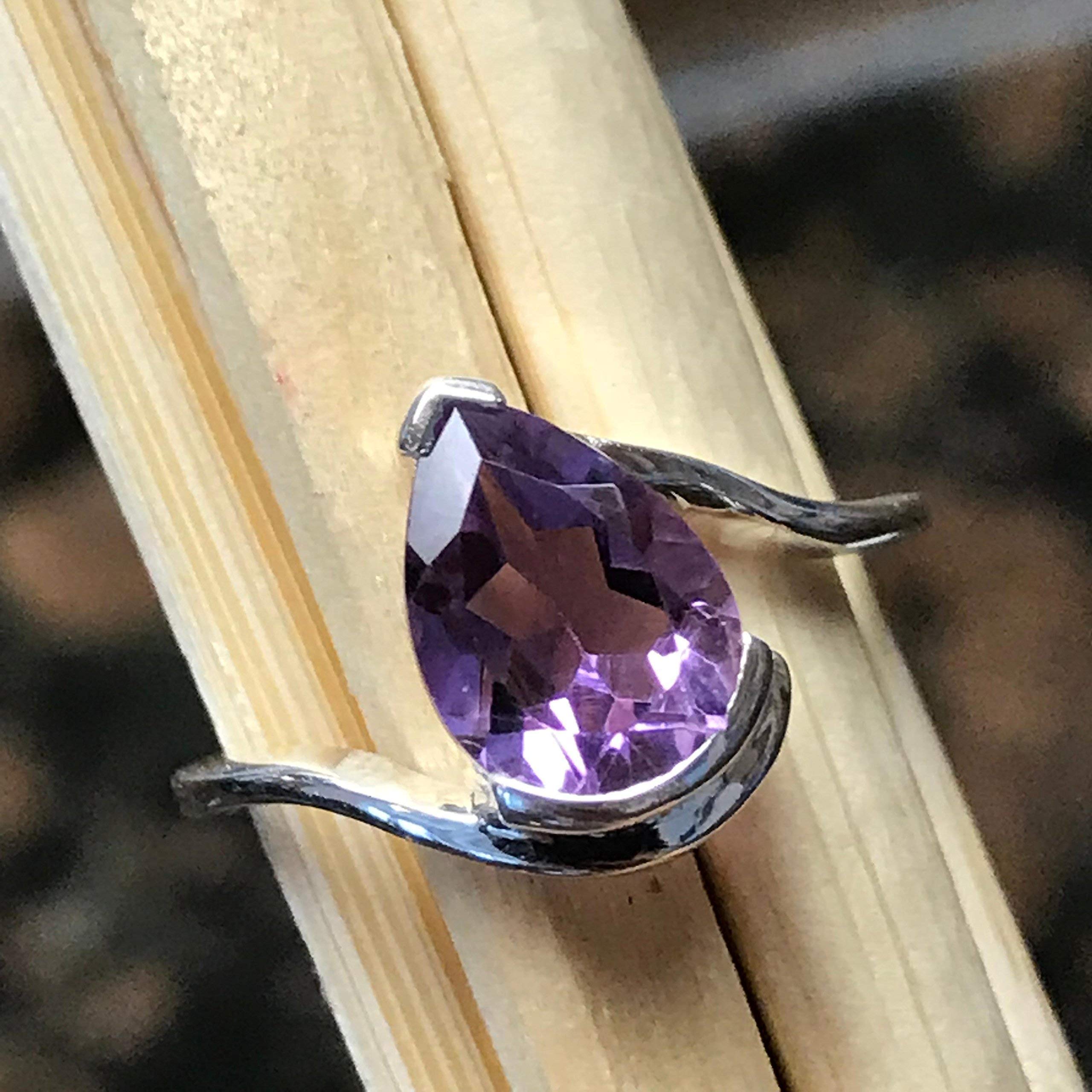 Genuine 2ct Purple Amethyst 925 Solid Sterling Silver Ring Size 6, 7, 8, 9, 10 - Natural Rocks by Kala