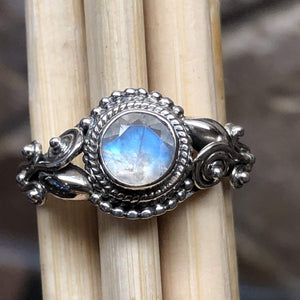 Natural Rainbow Moonstone 925 Sterling Silver Engagement Ring Size 5.75, 6.5, 7, 7.5, 8, 10 - Natural Rocks by Kala