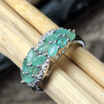 Natural Green Emerald, White Topaz 925 Solid Sterling silver Ring size 6, 7, 8, 9 - Natural Rocks by Kala