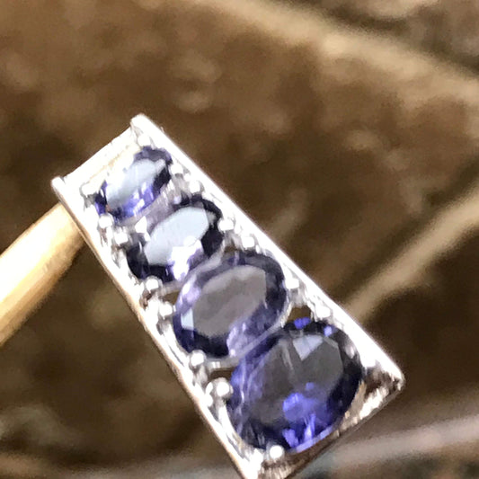 Genuine 2ct Iolite 925 Solid Sterling Silver Pendant 20mm - Natural Rocks by Kala