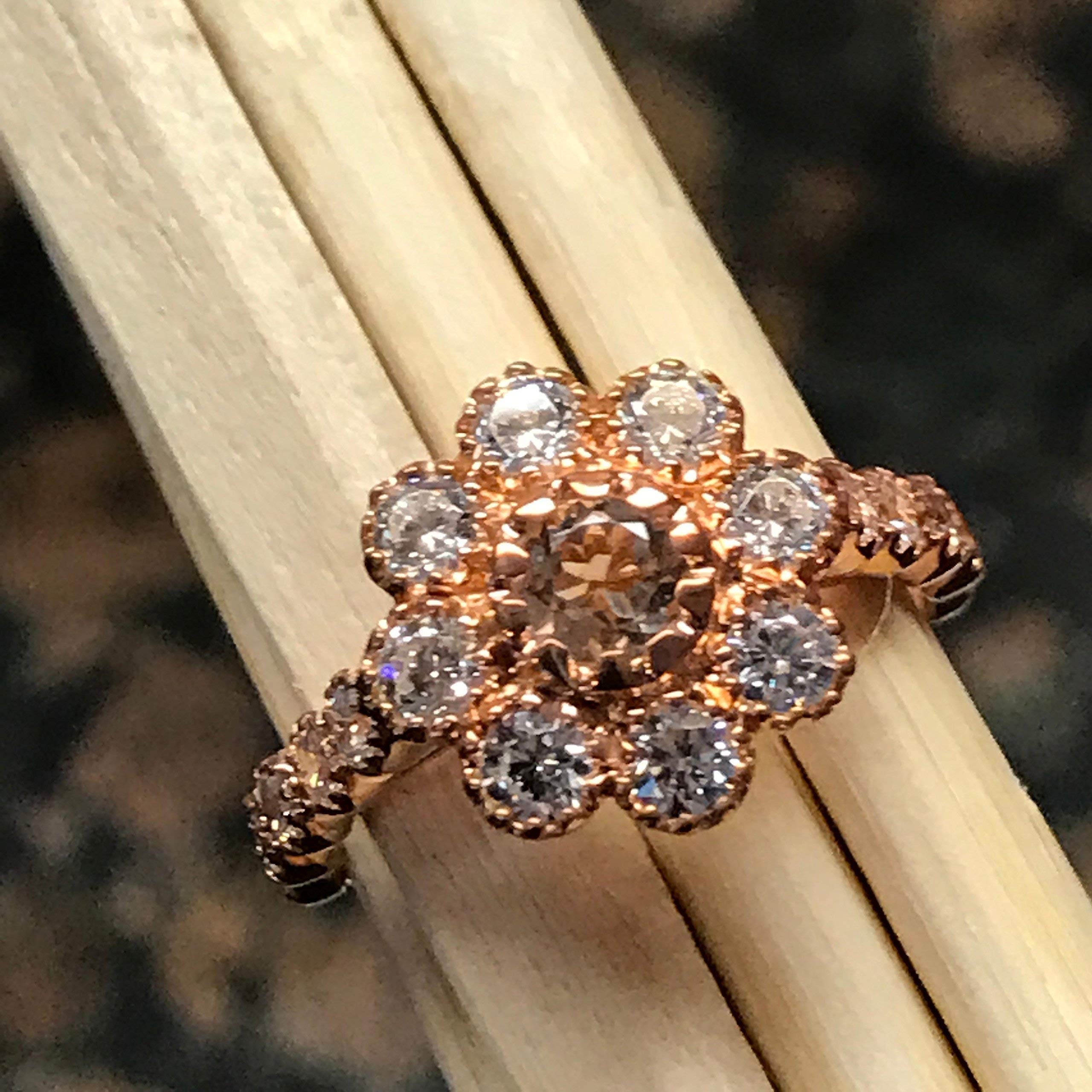 Natural Peach Morganite 14k Rose Gold Over Sterling Silver Engagement Ring Size 6, 7, 9 - Natural Rocks by Kala