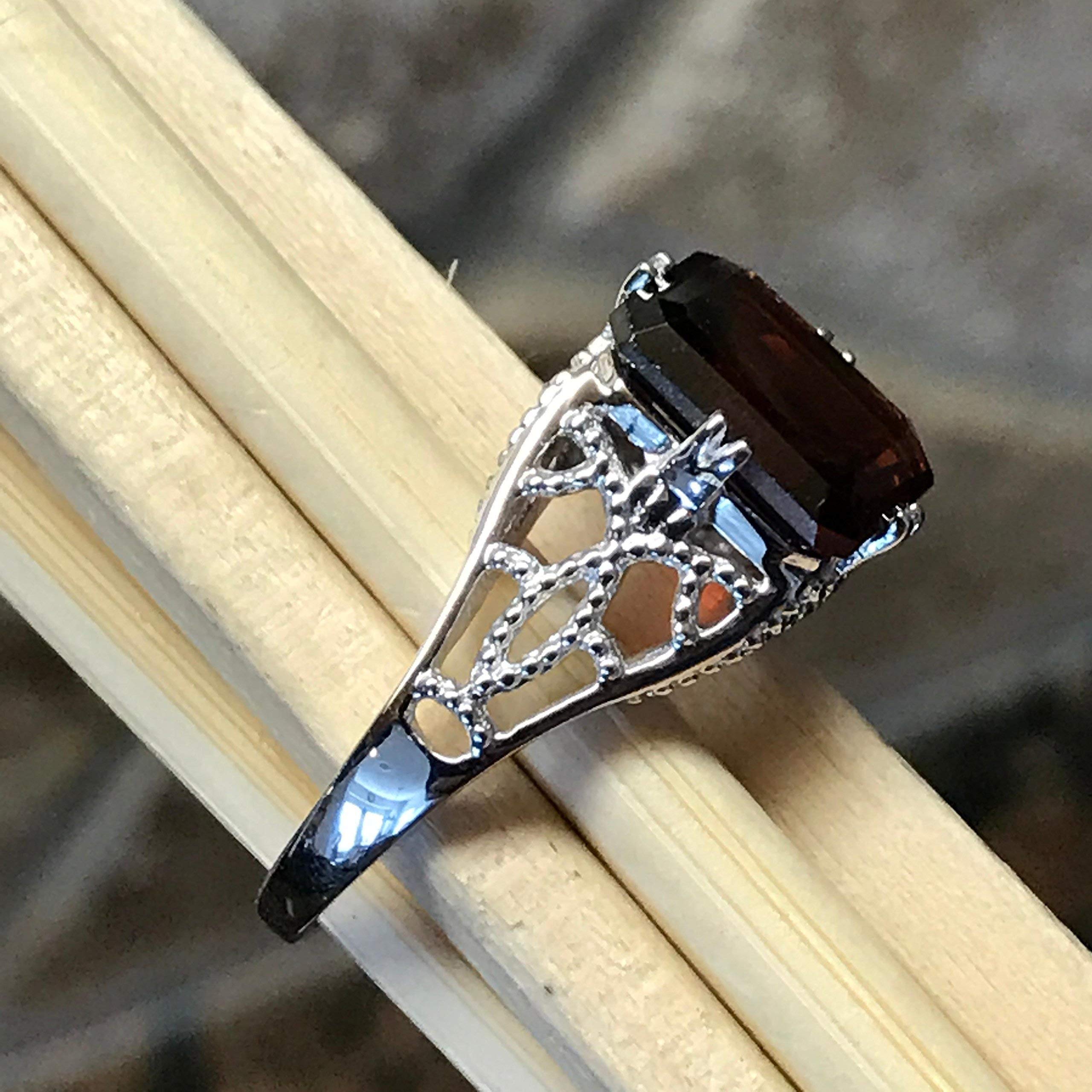 Natural 2.5ct Pyrope Garnet 925 Solid Sterling Silver Engagement Ring Size 6, 7, 8, 9 - Natural Rocks by Kala