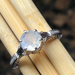 Genuine Rainbow Moonstone 925 Solid Sterling Silver Engagement Ring Size 6, 7, 8, 9 - Natural Rocks by Kala