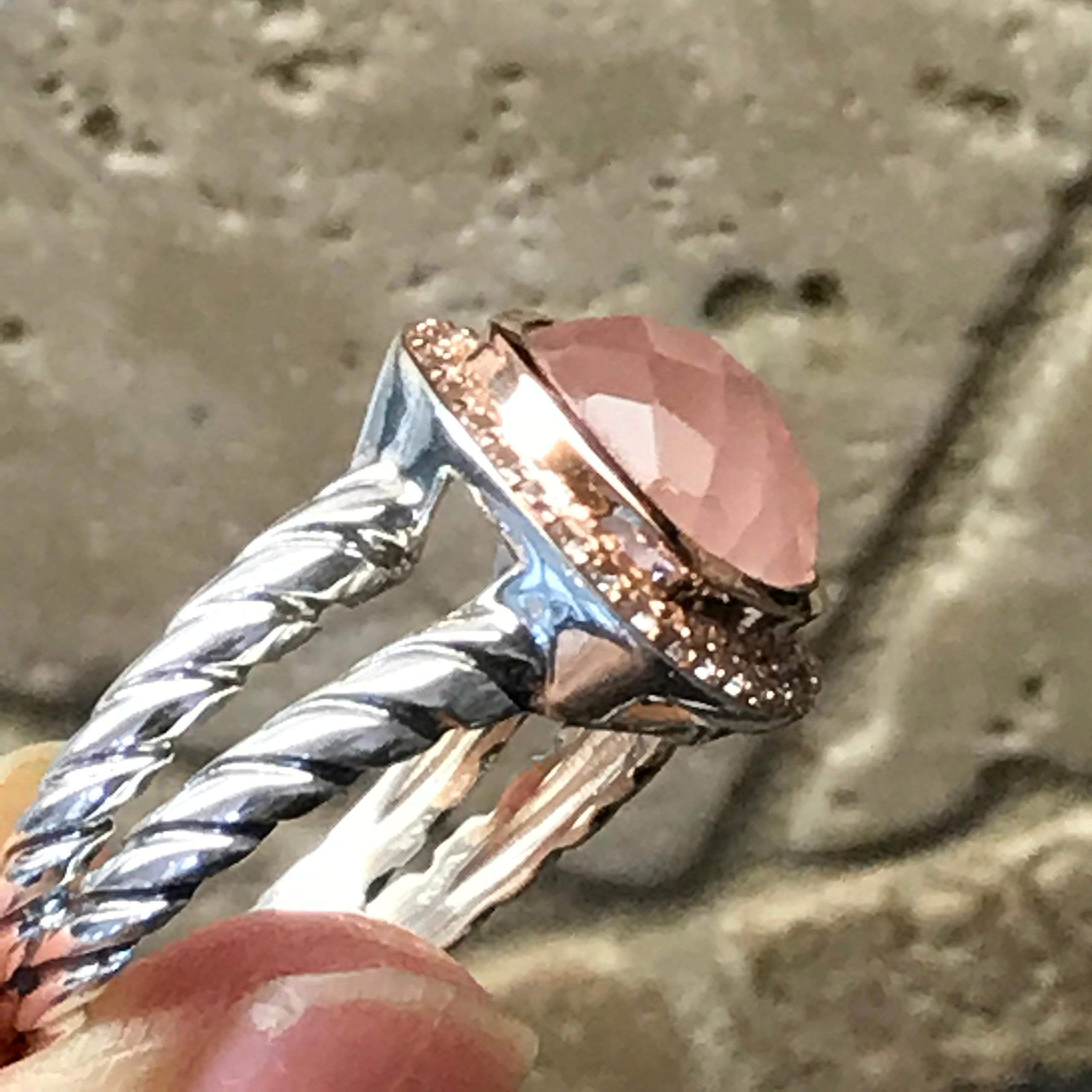 Natural Pink Rose Quartz 14k Rose Gold, 925 Sterling Silver Ring Size 6, 7, 8, 9 - Natural Rocks by Kala