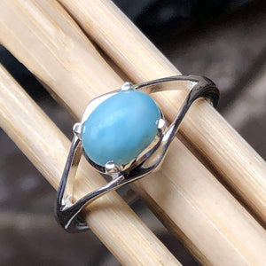 Genuine Dominican Larimar 925 Sterling Silver Engagement Ring Size 6, 7, 8, 9 - Natural Rocks by Kala