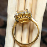 Natural 4ct Golden Citrine, White Topaz 14k Gold Over Solid Sterling Silver Ring Size 6, 7, 8 - Natural Rocks by Kala