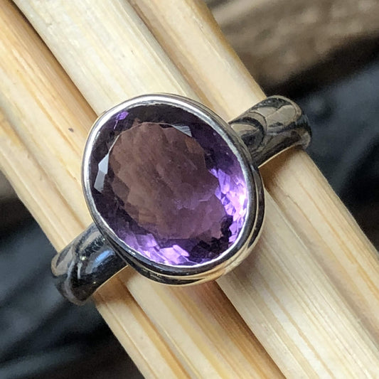 Natural 2.5ct Purple Amethyst 925 Solid Sterling Silver Ring Size 6, 7, 8 - Natural Rocks by Kala
