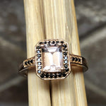 Natural 1ct Morganite, Spinel 14k Rose Gold Over Silver Engagement Ring Size 6, 7, 8, 9 - Natural Rocks by Kala