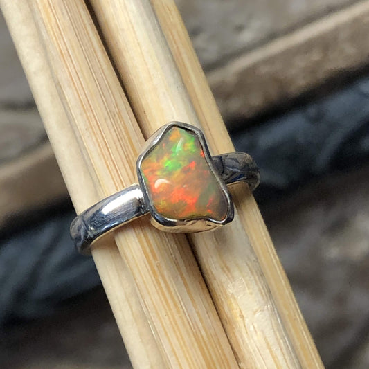 Natural Ethiopian Opal 925 Solid Sterling Silver Ring Size 7 - Natural Rocks by Kala