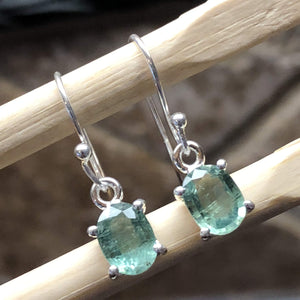 Natural Green Kyanite 925 Solid Sterling Silver Earrings 25mm - Natural Rocks by Kala