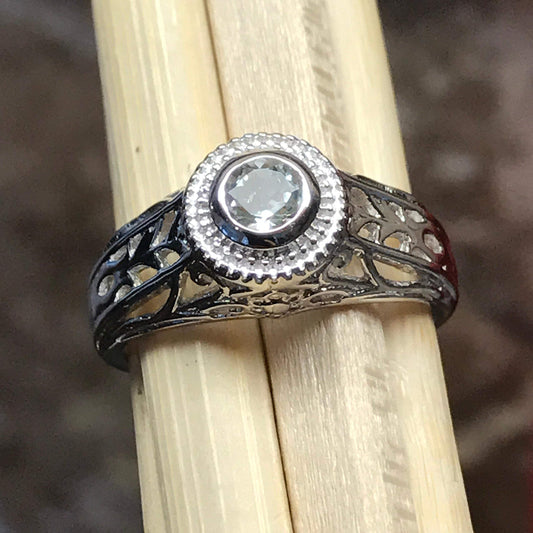 Natural Aquamarine 925 Solid Sterling Silver Engagement Ring Size 6, 7, 8, 9 - Natural Rocks by Kala