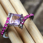 Natural Purple Amethyst, Ruby 925 Solid Sterling Silver Engagement Ring Size 5, 6, 7, 8, 9 - Natural Rocks by Kala