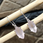 Natural 2ct Pink Rose Quartz 925 Solid Sterling Silver Earrings 25mm - Natural Rocks by Kala