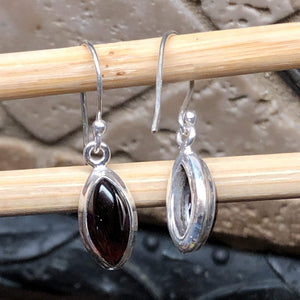 Natural Cabochan Garnet 925 Solid Sterling Silver Earrings 25mm - Natural Rocks by Kala