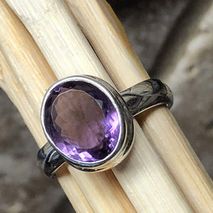 Natural 2.5ct Purple Amethyst 925 Solid Sterling Silver Ring Size 6, 7, 8 - Natural Rocks by Kala
