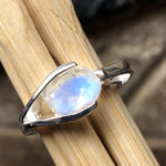 Natural Rainbow Moonstone 925 Sterling Silver Engagement Ring Size 4.5, 5, 6, 6.5, 8.75, 9, 10 - Natural Rocks by Kala