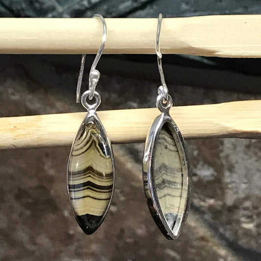 Natural Schalenblende 925 Solid Sterling Silver Earrings 35mm - Natural Rocks by Kala