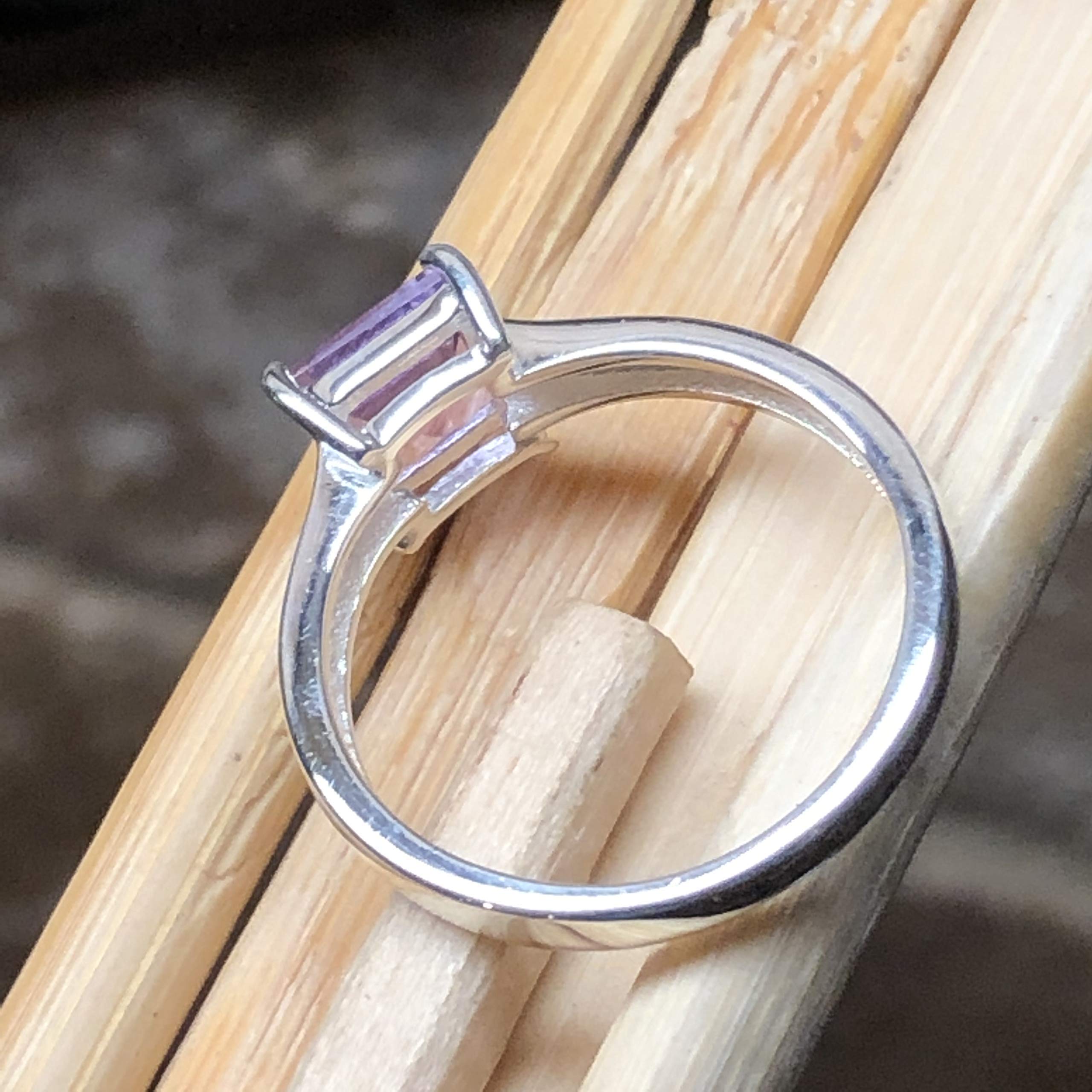 Genuine 1ct Rose de France Amethyst 925 Solid Sterling Silver Engagement Ring Size 6, 7, 8, 9 - Natural Rocks by Kala