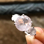 Natural 2.5ct Pink Rose Quartz 925 Sterling Silver Ring Size 6, 7, 8, 9 - Natural Rocks by Kala