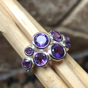 Genuine 4ct Amethyst 925 Solid Sterling Silver Wedding Ring Size 5, 6, 7, 8 - Natural Rocks by Kala