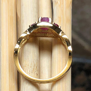 Natural Ruby, White Diamond 14k Gold Over Sterling Silver Engagement Ring Size 6, 8 - Natural Rocks by Kala