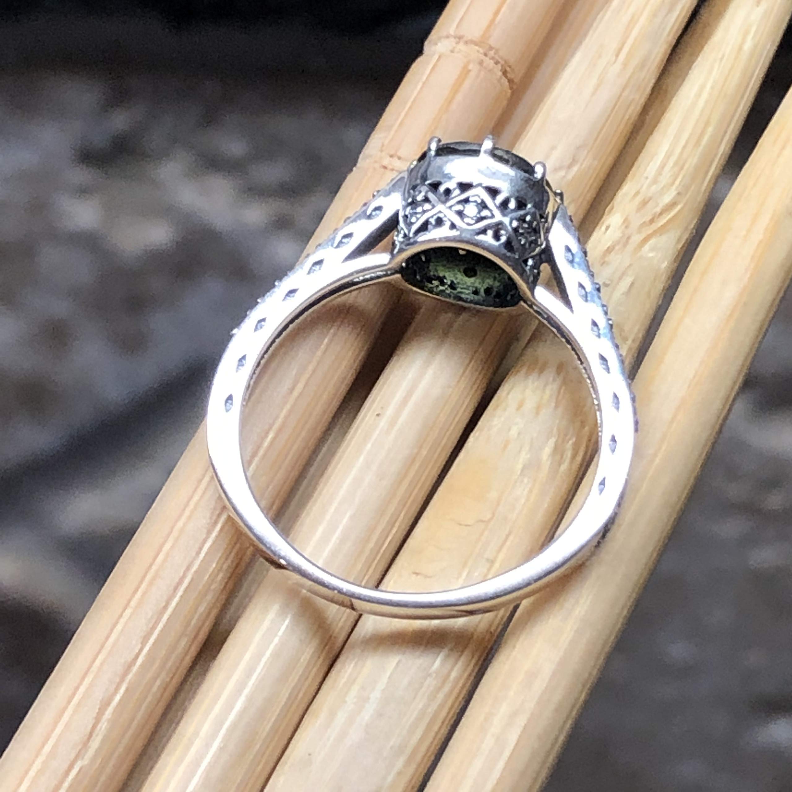 Natural 1ct Peridot 925 Solid Sterling Silver Engagement Ring Size 5, 6, 7, 8, 9 - Natural Rocks by Kala