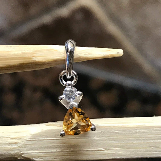 Genuine Golden Citrine 925 Solid Sterling Silver Pendant 15mm - Natural Rocks by Kala