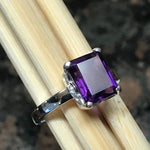 Natural 2.5ct Purple Amethyst 925 Solid Sterling Silver Ring Size 5, 6, 7, 8, 9 - Natural Rocks by Kala