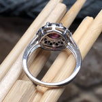 Natural 1ct Rhodolite Garnet, Black Spinel 925 Sterling Silver Engagement Ring Size 6, 7, 8, 9 - Natural Rocks by Kala