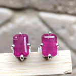 Natural Ruby 925 Solid Sterling Silver Earrings 6mm - Natural Rocks by Kala