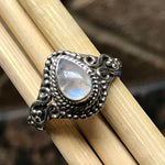 Natural Rainbow Moonstone 925 Sterling Silver Engagement Ring Size 6, 7.5, 9 - Natural Rocks by Kala