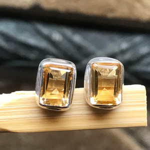 Natural 2ct Golden Citrine 925 Solid Sterling Silver Earrings 7mm - Natural Rocks by Kala