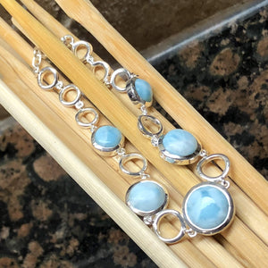 Natural Dominican Larimar 925 Solid Sterling Silver Bracelets 7" - Natural Rocks by Kala