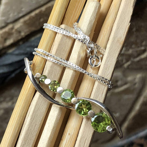 Natural 2.5ct Green Peridot 925 Solid Sterling Silver Journey Pendant Necklace 16" - Natural Rocks by Kala