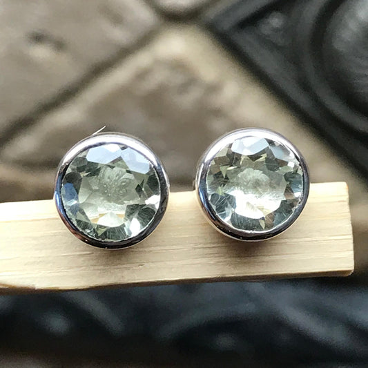 Natural 2ct Green Amethyst 925 Solid Sterling Silver Earrings 7mm - Natural Rocks by Kala