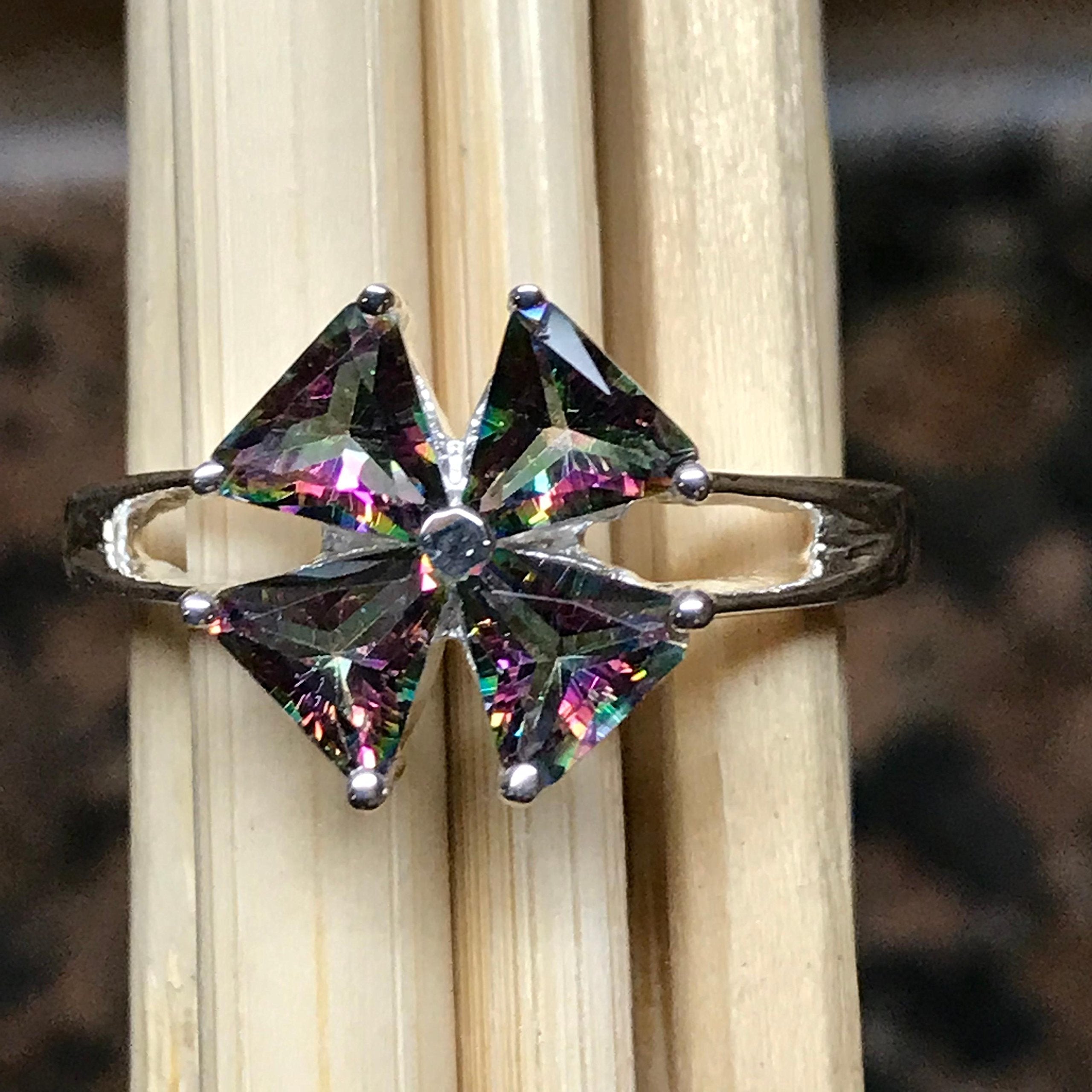 Gorgeous 2ct Mystic Topaz 925 Solid Sterling Silver Solitaire Ring size 6, 7, 10 - Natural Rocks by Kala