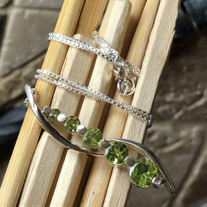 Natural 2.5ct Green Peridot 925 Solid Sterling Silver Journey Pendant Necklace 16" - Natural Rocks by Kala