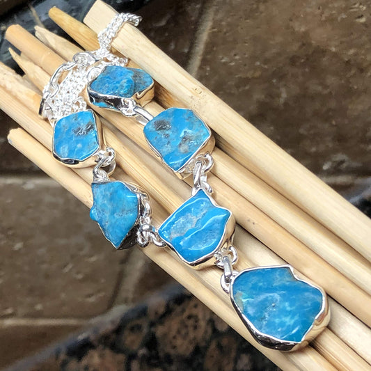 Natural Sleeping Beauty Turquoise 925 Solid Sterling Silver Necklace 18" - Natural Rocks by Kala