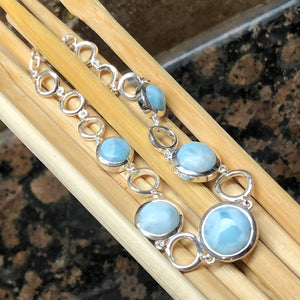 Natural Dominican Larimar 925 Solid Sterling Silver Bracelets 7" - Natural Rocks by Kala