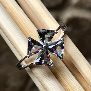 Gorgeous 2ct Mystic Topaz 925 Solid Sterling Silver Solitaire Ring size 6, 7, 10 - Natural Rocks by Kala