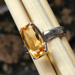 Natural 4ct Golden Citrine 925 Solid Sterling Silver Ring Size 8 - Natural Rocks by Kala