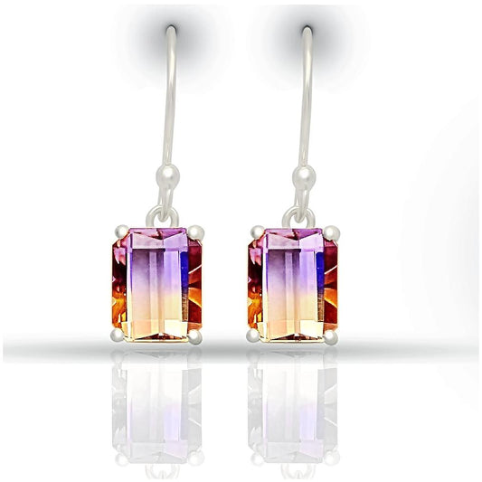 Genuine 2ct Ametrine 925 Sterling Silver Earrings 25mm - Natural Rocks by Kala