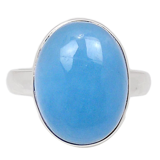 Natural Blue Chalcedony 925 Solid Sterling Silver Ring Size 9 - Natural Rocks by Kala