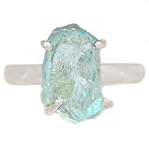 Natural Aquamarine 925 Solid Sterling Silver Ring Size 7, 9