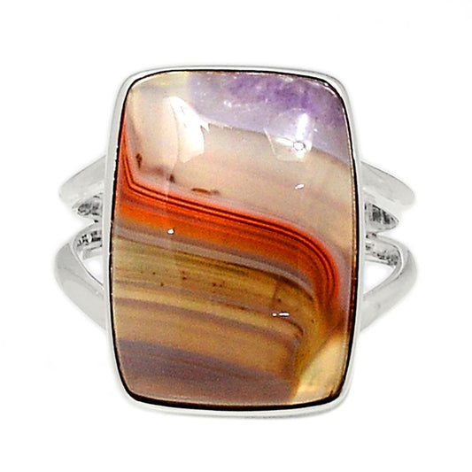Genuine Botswana Agate 925 Solid Sterling Silver Ring Size 8.25 - Natural Rocks by Kala