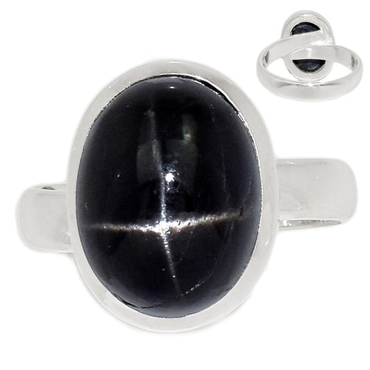 Genuine Black Star Diopside 925 Sterling Silver Engagement Ring Size 6, 7, 8, 9 - Natural Rocks by Kala